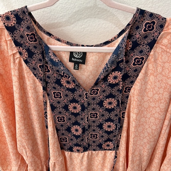 NEW bobeau Coral Babydoll Dress with Tie Tassels - Picture 8 of 9